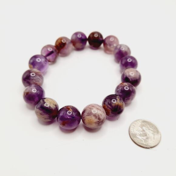 14mm Amethyst Stretch Bracelet Natural Purple Gemstone Round Beads 6.5” - Picture 7 of 9